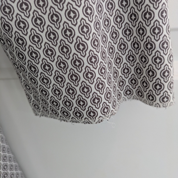 Brown & Off White Patterned Silky V Neck Night Gown Pajama House Dress - Picture 6 of 10